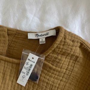 Mustard Cotton Gauze Peplum Blouse